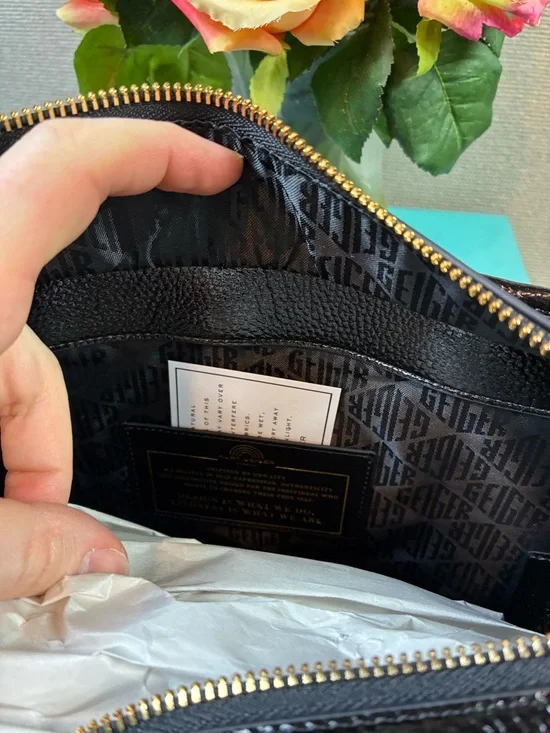 Kurt Geiger Black Metallic Leather & Raffia Chiswick Tote - NWT - Picture 9 of 11